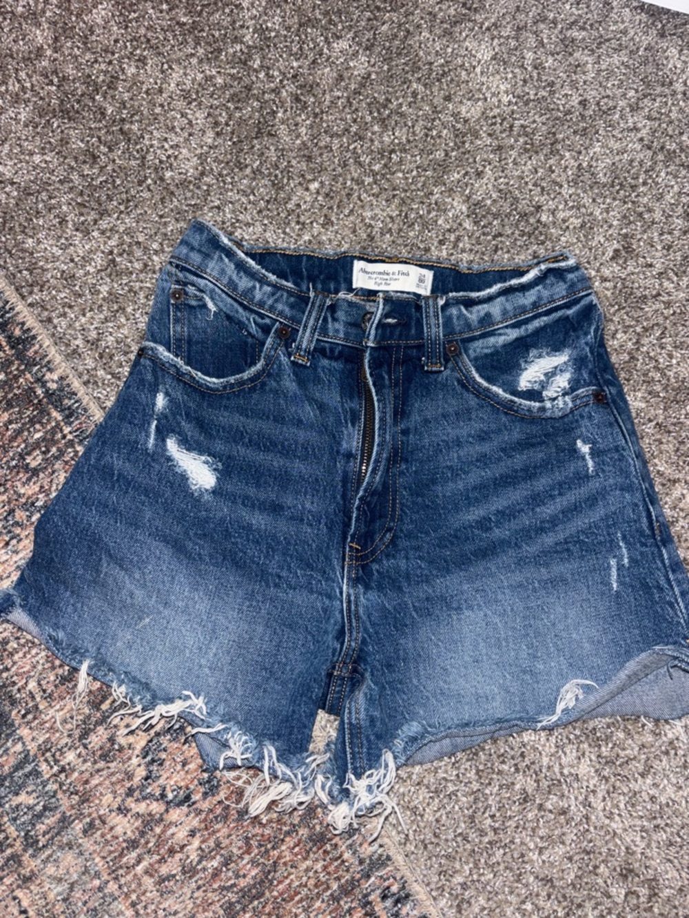 Abercrombie & Fitch Distressed Dark Blue Denim Cutoff Shorts